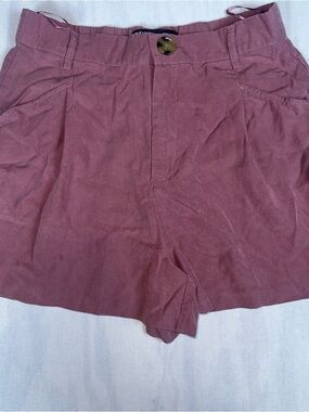Zara High-Rise Pink Mauve Flat Front Shorts Size: Medium
